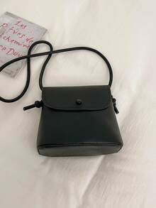 Premium Texture Tassel Shoulder Small Square Bag Vintage Hong Kong Style Leather & Suede Crossbody Bag - Black - View 7