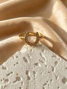 1 pieza Anillo de banda de eternidad con trébol de cuatro hojas y flor estrellada de estilo vintage francés de acero inoxidable, estilo minimalista de lujo para mujer - Anillo en U - Ver 24