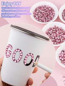 Handmade Resin Rhinestones, 3-5mm Mixed Size Non-Hot Fix Flatback Gems, Dazzling Crystals For Crafts, Clothing, Cups, Shoes, Fabrics And Nail Art. - Baby Pink - View 5