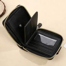Billetera vintage para hombres con ranura externa para tarjetas y diseño de hojas sueltas - Negro - Ver 3