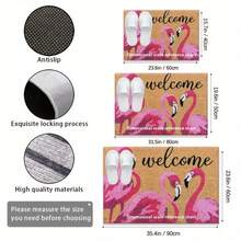 1pc Flamingo Pattern Door Mat/Carpet, Comfortable Decorative Floor Mats, Great For Home Bedroom, Bathroom Entryway, Machine Washable, Outdoor Rug,Outdoor Decor,Patio Decor,Halloween Decor,Christmas Decrotions,Fall Decor - A - View 3