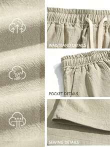 Men's Lightweight Casual Pants, Versatile For Vacation And Commute, Minimalist Linen Trousers, Khaki - Khaki - View 6