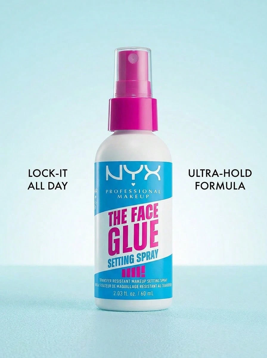 NYX The Face Glue Setting Spray FGSS01 2.03oz/60ml – Long-Lasting Makeup Finisher, Transfer Resistant Formula For All Day Wear, Smudge Proof Finish, Professional Results For All Skin Types - FGSS01 - View 1