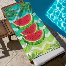 1 pieza/24pcs Toalla de playa con estampado de sandía y naranja a rayas, manta de playa de microfibra extragrande, toalla de baño súper absorbente, adecuada para viajes, piscina, buceo, surf, yoga, camping, múltiples tamaños, accesorios de playa, aplicable para playa, piscina, viajes, camping, yoga - fruta - Ver 7