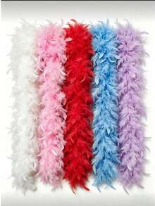 200-Centimeter Ultra-Long And Soft Imitation-Feather Boa, Colorful Feather Scarf, Suitable For Halloween Costumes, Solo Parties, Role-Playing, Clothing, Carnival, Wedding Photo Props, Theme Party Decorations, Reusable Lightweight Plush Accessories - A - View 1