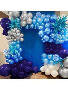 60 Pieces Navy Blue Balloons, 10 Inch Metallic Silver Blue Light Blue Latex Balloons With 1 Ribbon And Confetti Balloons For Boys Men Birthday Baby Shower Wedding Graduation Party Decoration - 18 YEARS - View 3