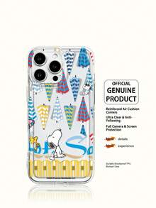 Miniso Snoopy 手機殼輕巧防滑防摔，透明設計適合夏季，卡通動漫風格，適用於 iPhone17 17Air 17pro 17promax11 12 13 15 16pro 16promax 14Plus 15Plus 16Plus 15pro 16promaxXR，適合送給親友的節日禮物 - 無色 - 查看 1