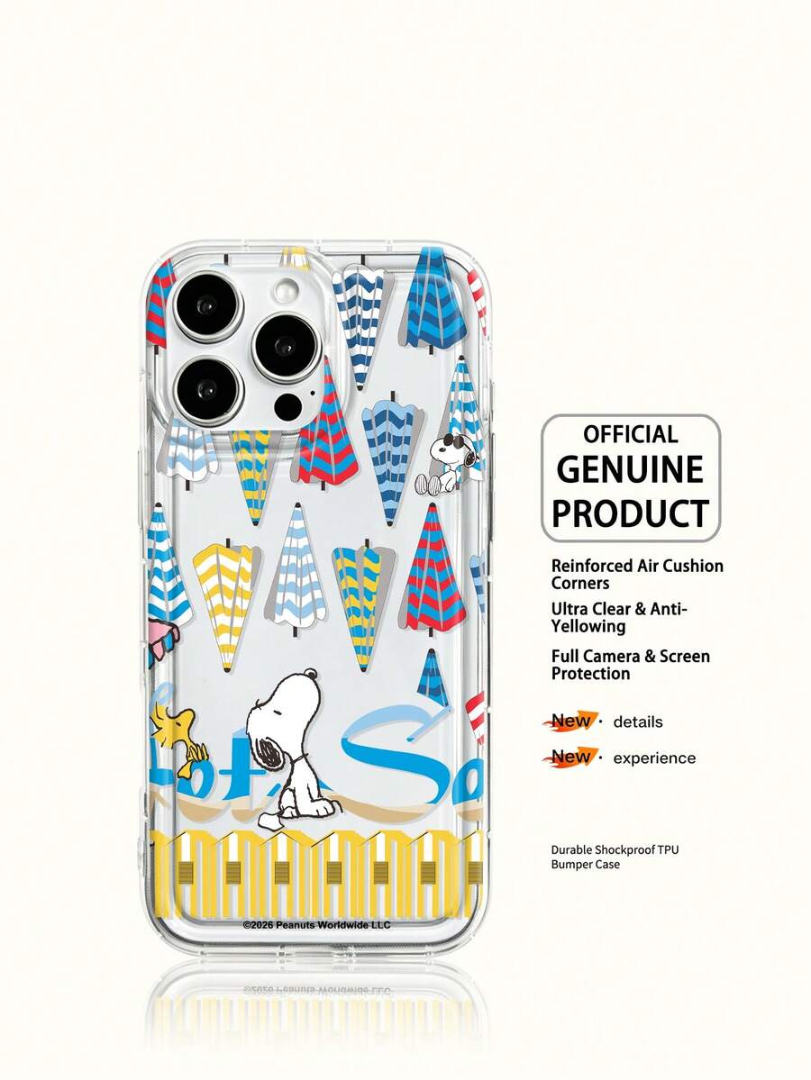 Miniso Snoopy 手機殼輕巧防滑防摔,透明設計適合夏季,卡通動漫風格,適用於 iPhone17 17Air 17pro 17promax11 12 13 15 16pro 16promax 14Plus 15Plus 16Plus 15pro 16promaxXR,適合送給親友的節日禮物 - 無色 - 查看 1