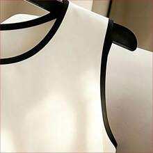 Vestido decorativo de bloque de color negro y blanco de diseño de nicho de alta gama francés, versátil y sexy para mujeres, vestido de fiesta elegante, atuendo de resort para mujeres, atuendo del Día de San Valentín para mujeres, vestido blanco y negro para mujeres, vestido de primavera/verano, atuendo de playa, vestido de bloque de color para mujeres - Blanco y Negro - Ver 5
