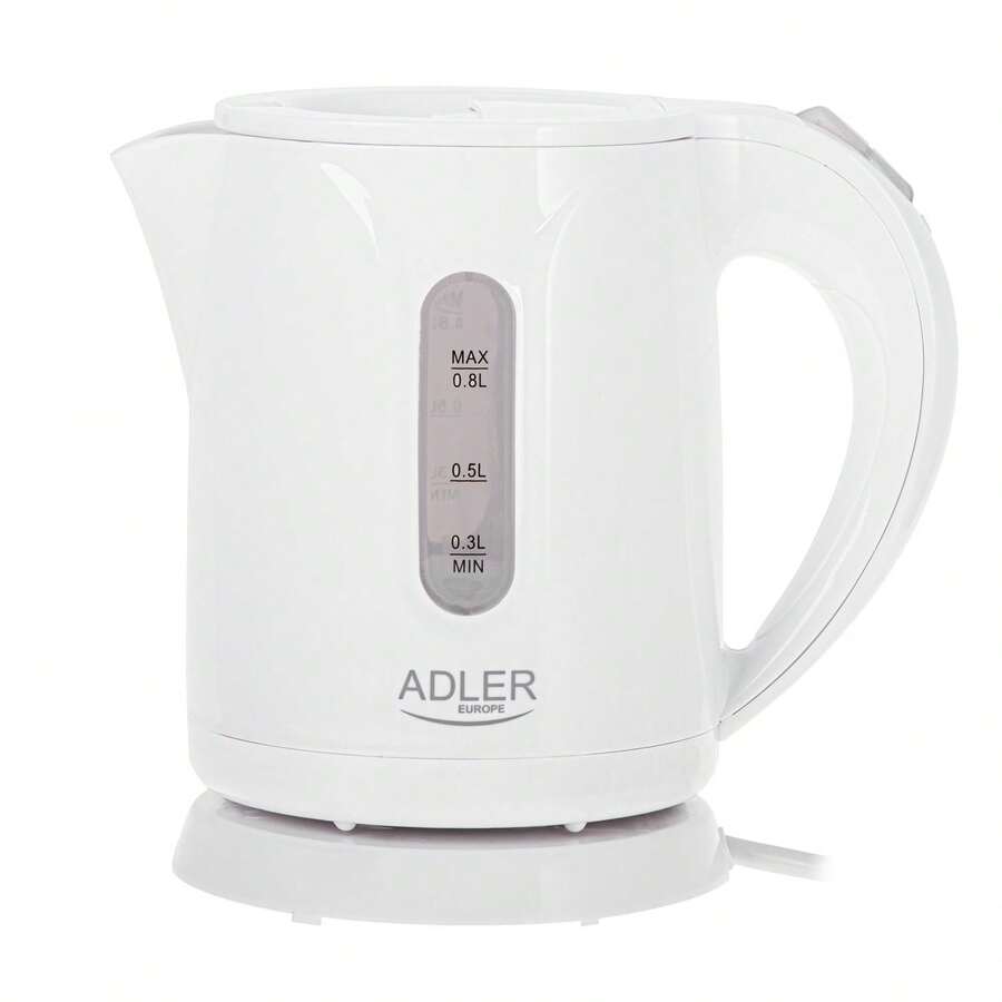 Adler Electric Kettle Mini Kettle Compact Kettle Cordless Kettle Water Boiler 0.8L 850W Boil-Dry Protection Auto Shut-Off Removable Lime Filter 360° Base Cord Storage White - EU E Type Plug(220-240V) - View 1