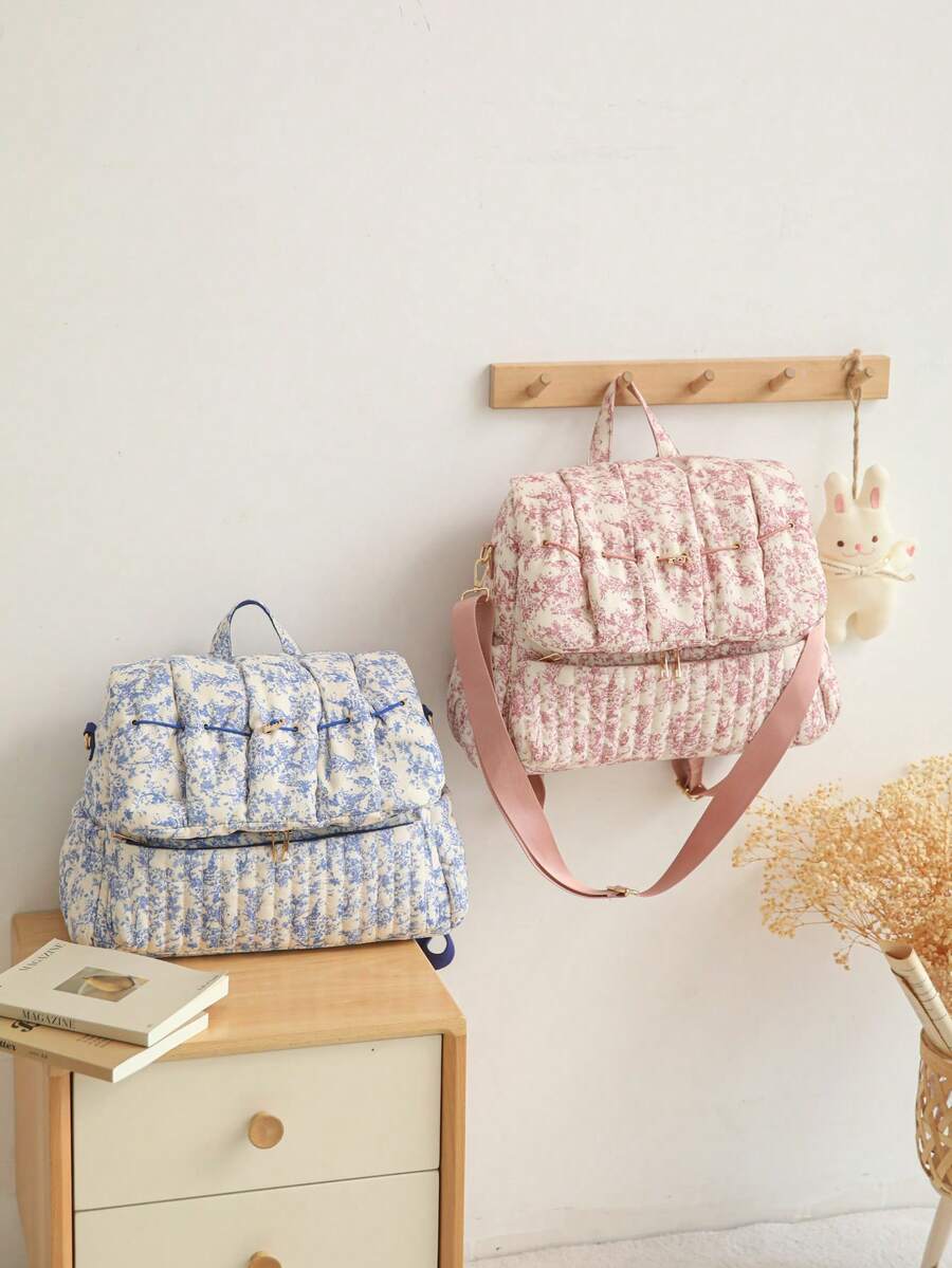 Floral Diaper Bag Backpack For Mom And Dad, Quilted Baby Bag Changing Bag For New Born Boys And Girls, Baby Essential - Multicolor - View 1