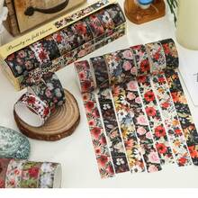 10 Rolls Of Vintage Bright Floral Pattern Washi Tape Set - Beautiful DIY Decorative Self-Adhesive Strips For Scrapbook Diary Decoration Washi Tape, Handmade Gifts For Friends Back To School - Sets - View 11