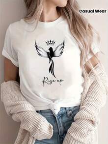 Sommar Toppar Dam  2026 Cartoon Casual T-ShirtLoose Fit Stylish  Addio Al Nubilato - White - View 1