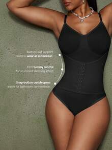 Women's Fashion Waist Shaping Slightly Adjustable Single-Breasted Bodysuit - Fully Envelops Fat To Create A Perfect Figure - Black - View 7