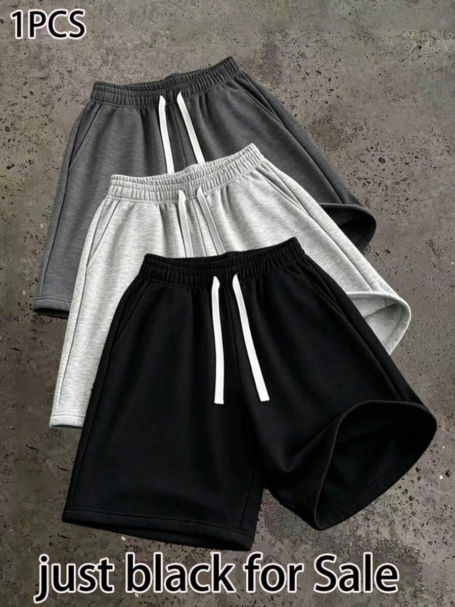 Quần short nam thường ngày, quần short chạy bộ nam, quần short thể thao nam, chất liệu vải dệt kim, thoải mái và thoáng khí, màu trơn, dáng rộng, thời trang đa năng, phù hợp cho tập thể dục, chạy bộ và tập luyện. - màu đen - Xem 1
