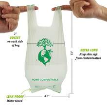 Vest-Style Corn Starch Pet Waste Bags, Compostable Small Dog Poop Bags, 10pcs/Roll - Mint Green - View 8