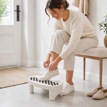 Plastic Step Stool, Portable Non-Slip Bathroom Stool For Toilet, Office & Home - White and Black - View 5
