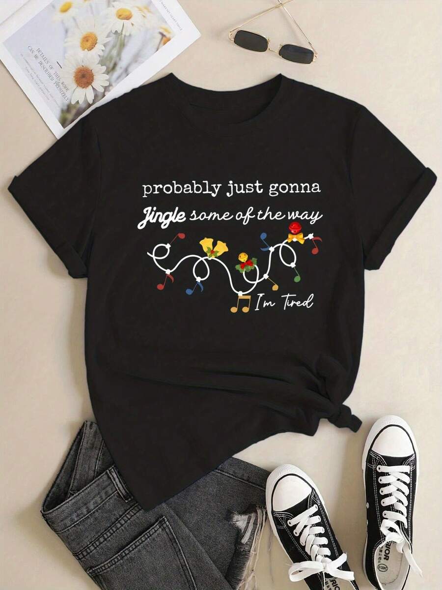 Unisex Adult T-Shirt Probably Just Gonna Jingle Some Of The Way T-Shirt - Black - View 1