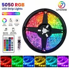 智慧 RGB LED 燈條，3.28英尺至65.6英尺 (1m-20m)，附 App 與 44 鍵遙控器，音樂同步變色可調光 LED 燈，適用於臥室、電視、遊戲、房間裝飾 - 幻彩24鍵遙控+APP控制 - 查看 1