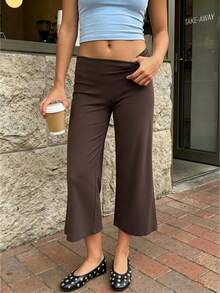 Women Wide Leg Capri Yoga Pants Low Rise Loose Fit Flared Lounge Yoga Flare Culottes Cropped Pants Summer Workout Going Out Palazzo Pants Trousers - 咖啡棕 - 查看 10