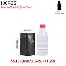50入/100入 雙面 0.18mm 厚黑色可重複使用自封式 Mylar 鋁箔立袋，長效食品儲存，拉鍊密封包裝，適用巧克力、茶、咖啡、乾果、粉末、糖果、肉類，節日派對小禮品與禮品包裝裝飾 - 黑色 - 查看 18