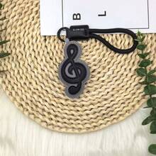 1個創意卡通音樂主題PU皮革鑰匙圈，適合情侶包包吊飾，音樂愛好者的專屬禮物 - 彩色 - 查看 5