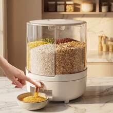 Storage Bins, Including Large And Small Rice Storage Containers, Grain Storage Containers, A Six-Compartment Rotating Rice Bucket, Kitchen Grain Organizing Set - View 2