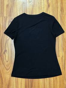 100% Cotton. Casual Short-Sleeved Printed T-Shirt. 1pac Women's Loose-Fitting American Style T-Shirt, Short-Sleeved, Street, Retro-Futuristic, Women's Casual Wear. Spring/Summer Top. - Black - View 3