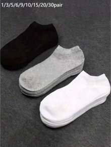 20 Pairs Men's Black White Grey Sports Boat Socks - Multicolor - View 28