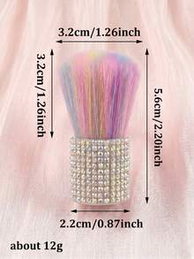 1 buah Kuas Bedak Rhinestone Warna Pelangi, Kuas Highlighter, Kuas Makeup, Kuas Pembersih Kuku, dengan Gagang Berhiaskan Berlian Warna Pink AB, Alat Kuku & Makeup Kelas Atas - Putih - View 2