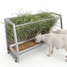 mteryoing 5 Ft Goat Hay Feeder - Heavy Duty Anti-Waste Metal Hay Rack 60 Gallon With Rounded Edges, Livestock Pasture Feeder For Sheep, Horses & Ponies, Farm Outdoor Feeding Equipment - Silver - View 1