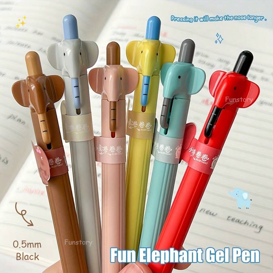 2 bút gel hình voi vui nhộn 0.5mm, bút động vật dễ thương độc đáo, mực đen viết mượt cho học tập và văn phòng - Nhiều màu - Xem 1