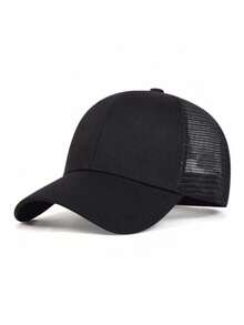 1 buah Topi Baseball Jala Bernapas, Desain Unisex yang Dapat Diatur, Ringan dan Cocok untuk Aktivitas Luar Ruangan. Topi Kasual Multifungsi untuk Musim Semi, Musim Panas, dan Musim Gugur, Ideal untuk Perjalanan, Jalan-jalan, atau Pesta Pantai. - Hitam - View 1