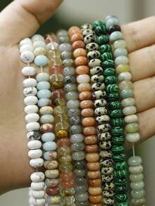 5*8mm Abacus-Shaped Beads, Emperor Stone Agate Beads, Jade Stone Beads, DIY Loose Beads, Jewelry Making Materials, Bracelet Making Accessories - Multicolor - View 2