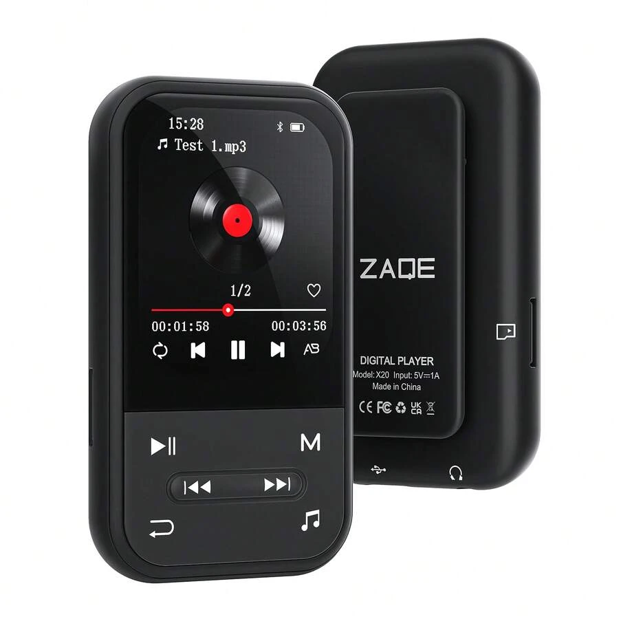 64GB 夾式 MP3 播放器,搭載藍牙 5.3、FM 收音機、錄音功能、支援電子書閱讀,適合跑步與健身的便攜式音樂播放器,可擴充至 512GB,附耳機 - 查看 1
