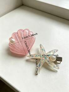 Mint Green Starfish Shell Hair Clip, Cute Versatile Summer Side Hair Barrette With Premium Texture - Multicolor - View 9