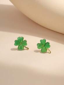 Flower Cat Eye Four-Leaf Clover Stud Earrings, Premium Niche Design, Fresh And Elegant Style - Four-leaf Clover - View 8