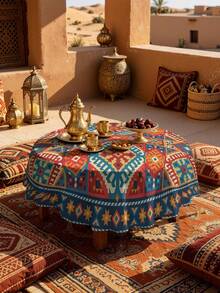 1/2pcs Tablecloth, Geometric Pattern Tablecloth, Polyester Material, Suitable For Kitchen, Dining Room, Coffee Table, Dining Table, Round Or Square Optional, Ideal For Picnic, Camping, Country Farmhouse Decor, Colorful Diamond Pattern Star Design, Perfect For Table Protection And Holiday Decoration - Multicolor - View 10