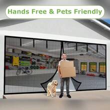 9*7ft Xtra Large Magnetic Garage Door Curtain, Thick Fabric Breathable Screen Curtain,  Design Insect Dust Privacy Protection, Easy Install Durable Outdoor Patio Entrance Door Cover - 9*7ft - View 3