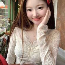 Women Lightweight Cardigans - Apricot - View 3