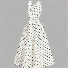 MOD Vestido elegante de longitud media con estampado de lunares y espalda descubierta, para verano - Blanco y Negro - Ver 6