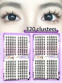320片尖头湿睫毛册，大容量，分段式睫毛册，卡通睫毛，易于佩戴，适合初学者，打造娃娃大眼睛，C型卷翘自然睫毛 - 查看 1