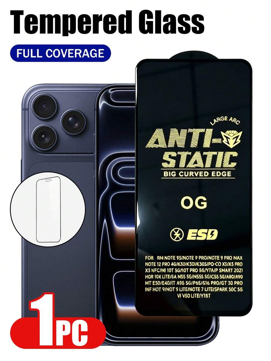 XINHONGYU 1片高解析度OG強化玻璃螢幕保護貼,0.4mm鋁玻璃,80°C曲面邊緣,防油塗層防指紋,安裝簡單 - 無色 - 查看 1