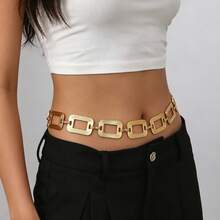 Geometric Metal Waist Body Chain, Elegant European And American Fashion Waist Accessory, Cinching Waist Chain Accessory For Summer Beach, Party - Multicolor - View 2