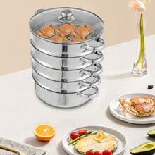 5-Tier Stainless Steel Steamer For Cooking, 30cm Steamer With Lid For Cooking Vegetables, Seafood, Soups, Stews, And Pasta - 查看 10