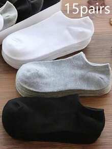 30/15/10/5/3/1 Pares de Calcetines Minimalistas de unicolor de Corte Bajo para Hombres, Transpirables y Absorbentes de Humedad, Calcetines Invisibles, Adecuados para Todas las Estaciones - Multicolor - Ver 8