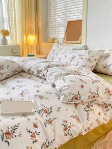 New Polyester Brushed Printed Duvet Cover 3 PiecesSet, Suitable For Bedroom Bedding - White - View 6