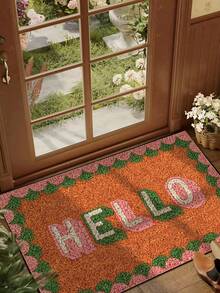 1 buah Keset Selamat Datang Bermotif Huruf "Hello" dengan Rumbai Gelombang, Keset Pintu Masuk Bergaya Lucu, Berbulu Pendek, Cepat Kering, Anti Selip, Dapat Dicuci, Dekorasi Rumah, Perabot Lembut, Cocok untuk Dapur, Kamar Mandi, Ruang Makan, Pintu Masuk, Pesta, Pertemuan, Semua Musim, Dekorasi Halaman - 1PC - View 1