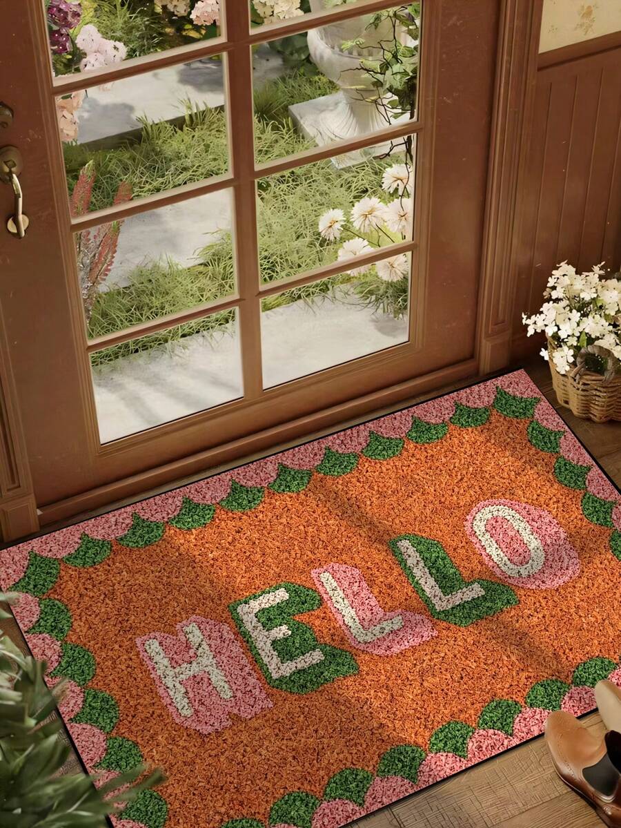 1 buah Keset Selamat Datang Bermotif Huruf "Hello" dengan Rumbai Gelombang, Keset Pintu Masuk Bergaya Lucu, Berbulu Pendek, Cepat Kering, Anti Selip, Dapat Dicuci, Dekorasi Rumah, Perabot Lembut, Cocok untuk Dapur, Kamar Mandi, Ruang Makan, Pintu Masuk, Pesta, Pertemuan, Semua Musim, Dekorasi Halaman - 1PC - View 1