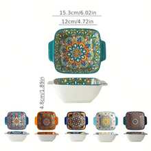NTKOW 6-Piece Bohemian Ceramic Plates, High-Temp Forged Glaze, Super Durable 6-Inch Size, Ideal For Snacks, Nuts And Fruits, Great For Holiday Parties And Family Dinners, Microwave & Dishwasher Friendly, Practical Daily Tableware - 彩色 - 查看 8